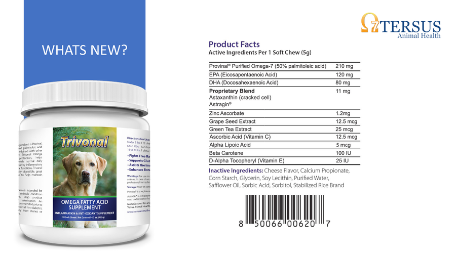 Trivonal Purified Omega 7 Product Facts for dogs